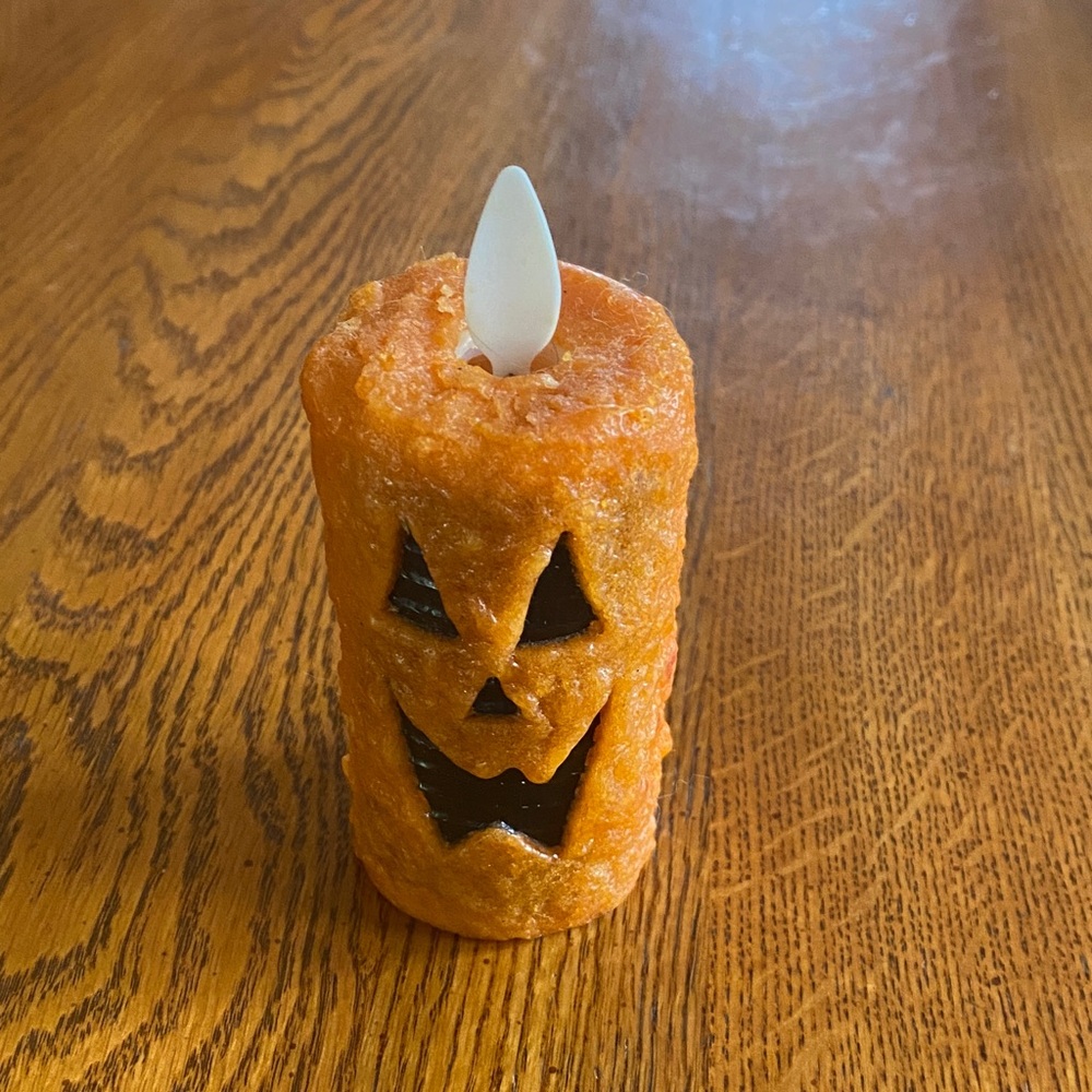 Orange Jack-O'-Lantern LED Candle